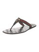 Gucci Web Accent Leather T-Strap Sandals