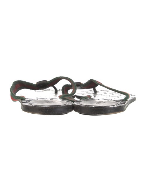 Gucci Web Accent Leather T-Strap Sandals