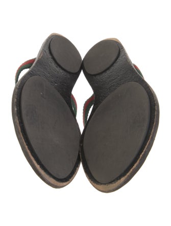 Gucci Web Accent Leather T-Strap Sandals