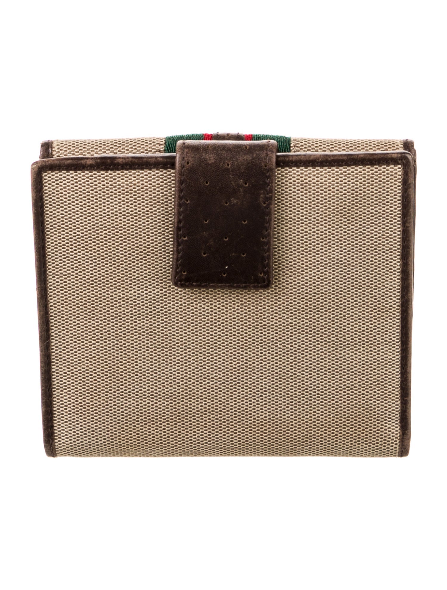 Gucci Web Accent Canvas Compact Wallet