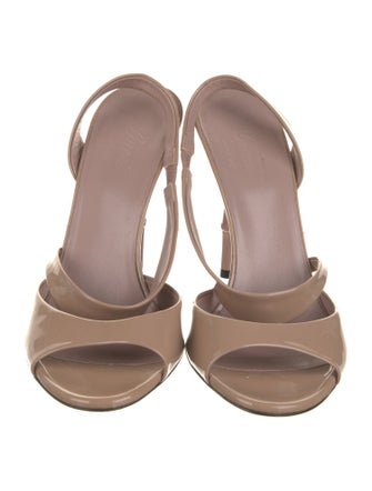 Gucci Bamboo Accent Patent Leather Slingback Sandals