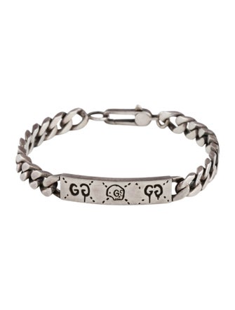 Gucci Ghost Bar Plate Link Station Bracelet