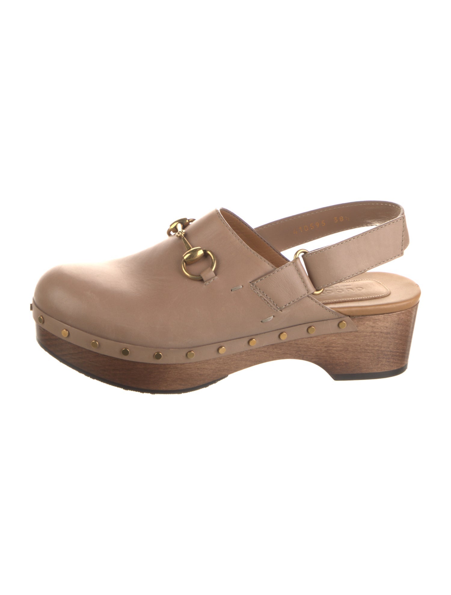 Gucci Leather Studded Accents Slingback Flats