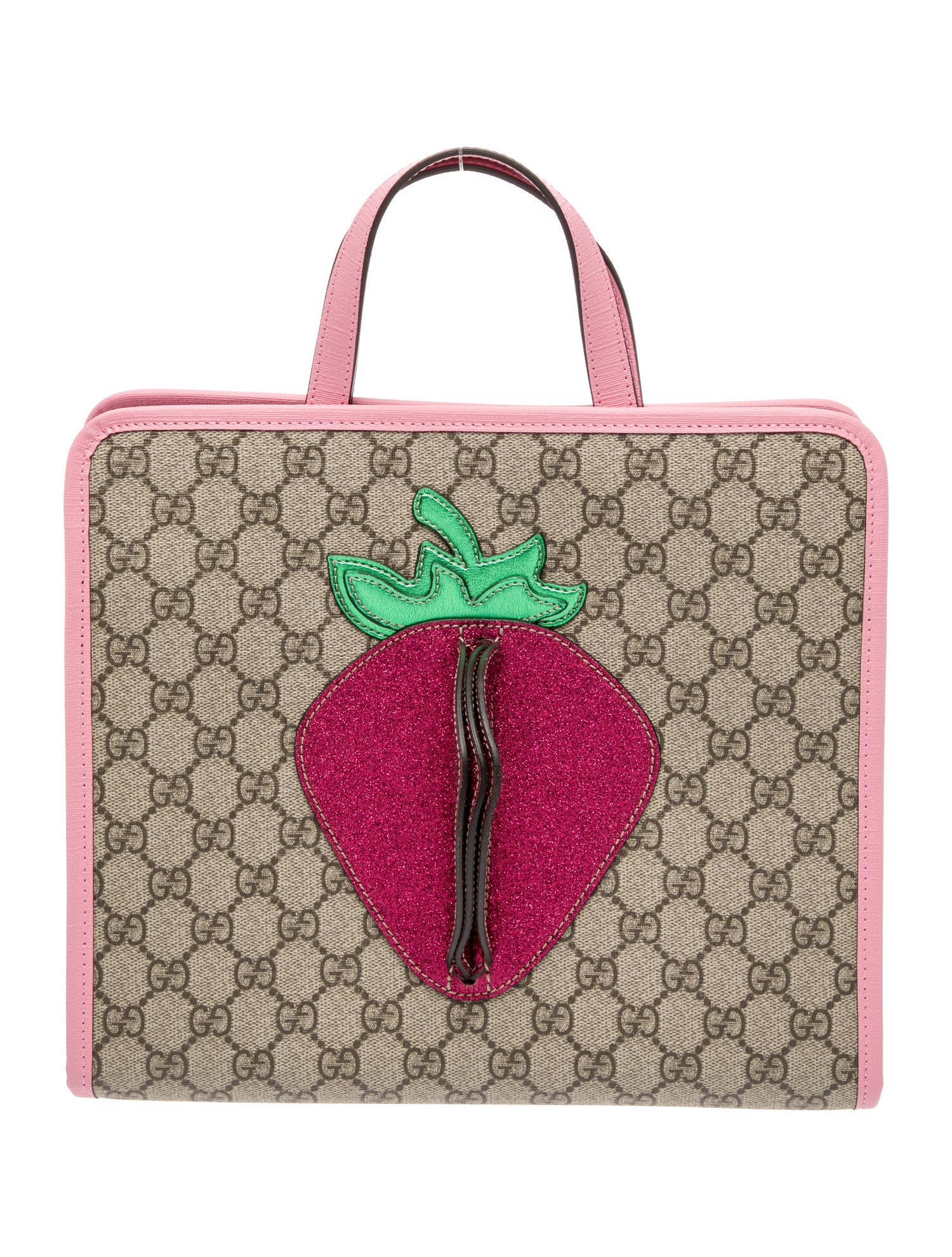 Gucci Girls' GG Supreme Strawberry Handle Bag