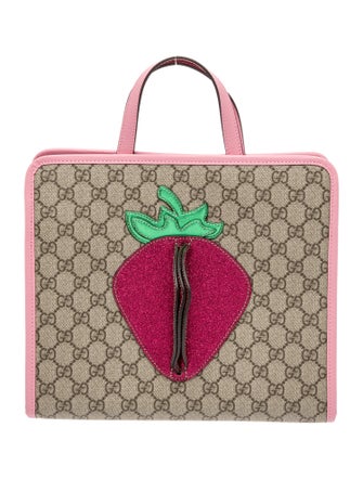 Gucci Girls' GG Supreme Strawberry Handle Bag
