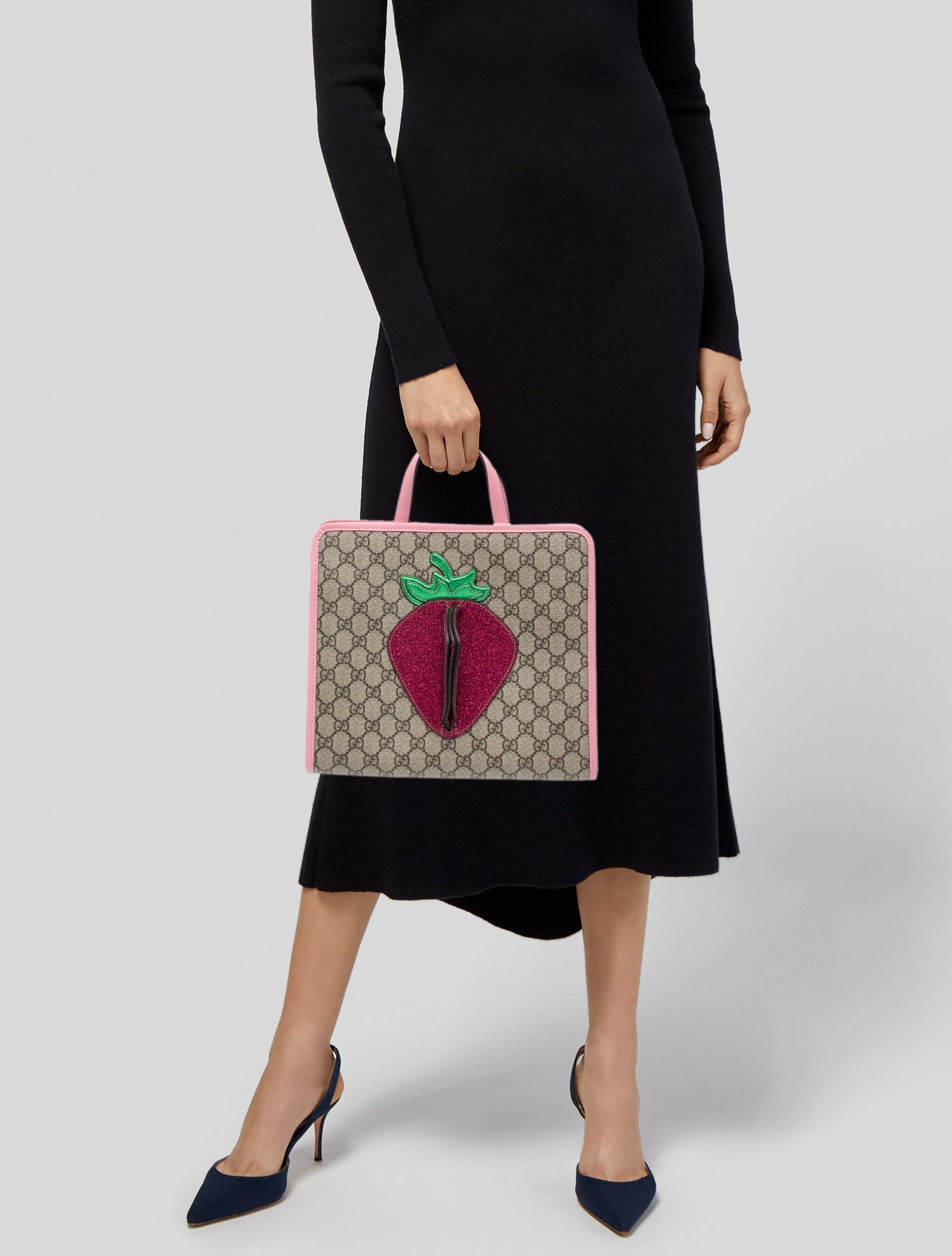 Gucci Girls' GG Supreme Strawberry Handle Bag