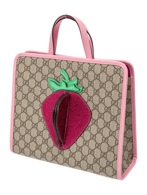 Gucci Girls' GG Supreme Strawberry Handle Bag