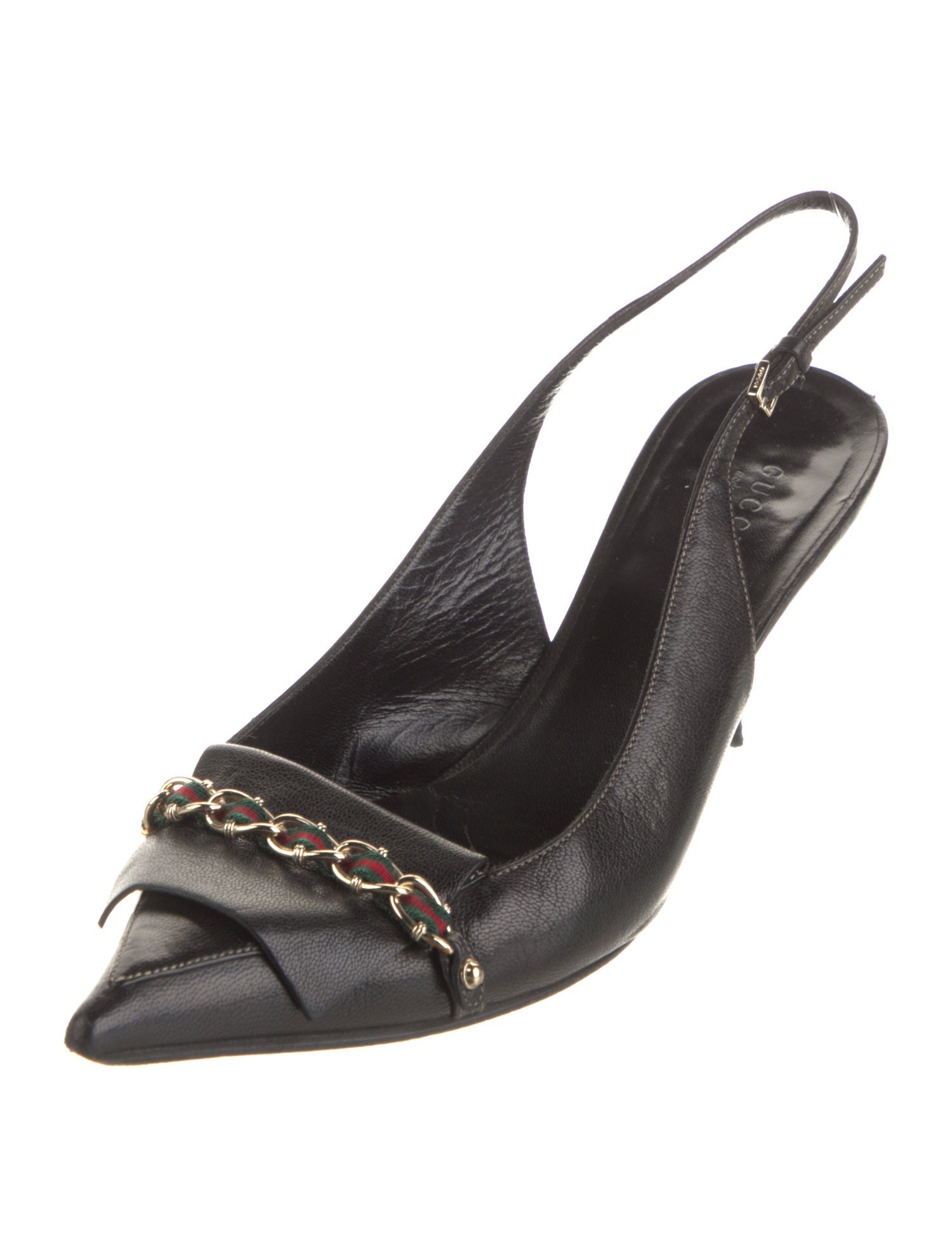 Gucci Vintage Web Accent Slingback Pumps