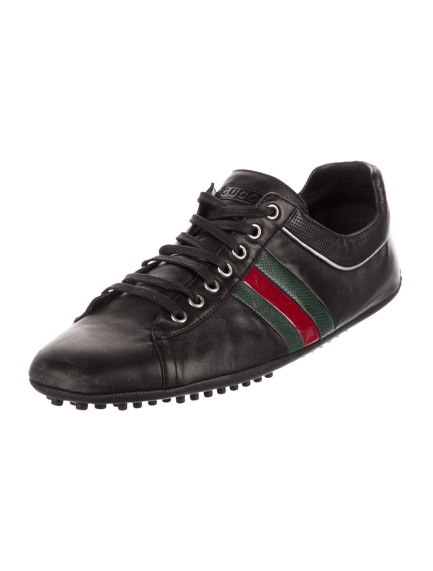 Gucci Web Accent Leather Sneakers