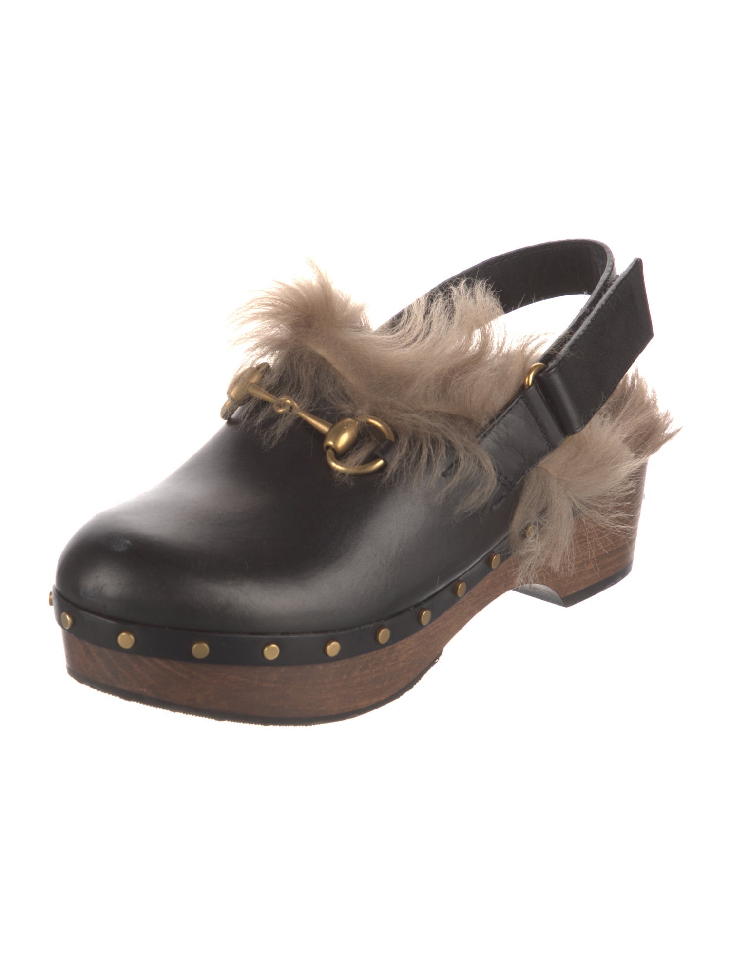 Gucci Horsebit Accent Leather Slingback Flats