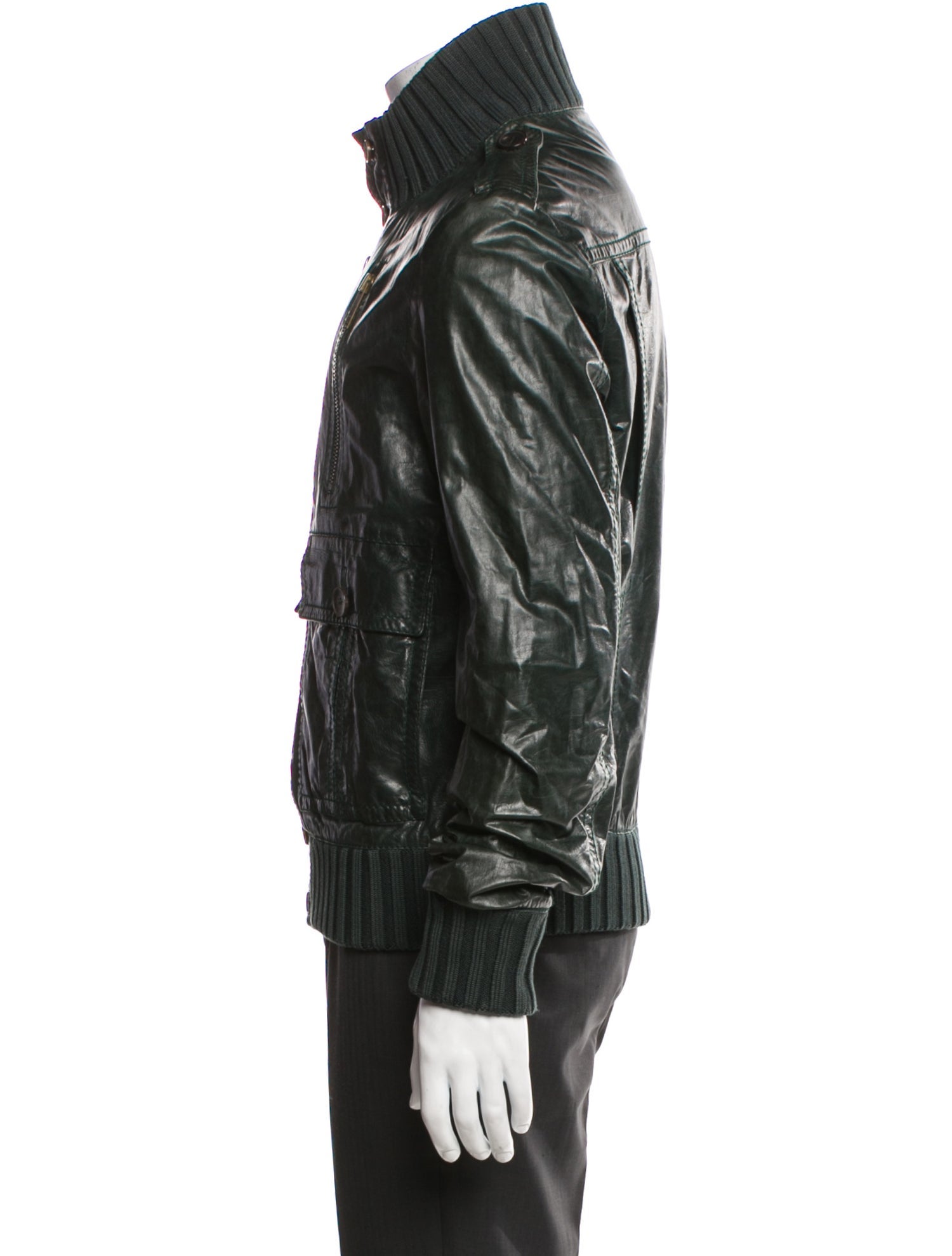 Gucci Web Accent Leather Moto Jacket