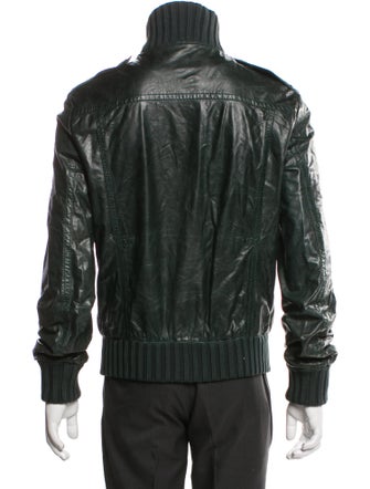 Gucci Web Accent Leather Moto Jacket