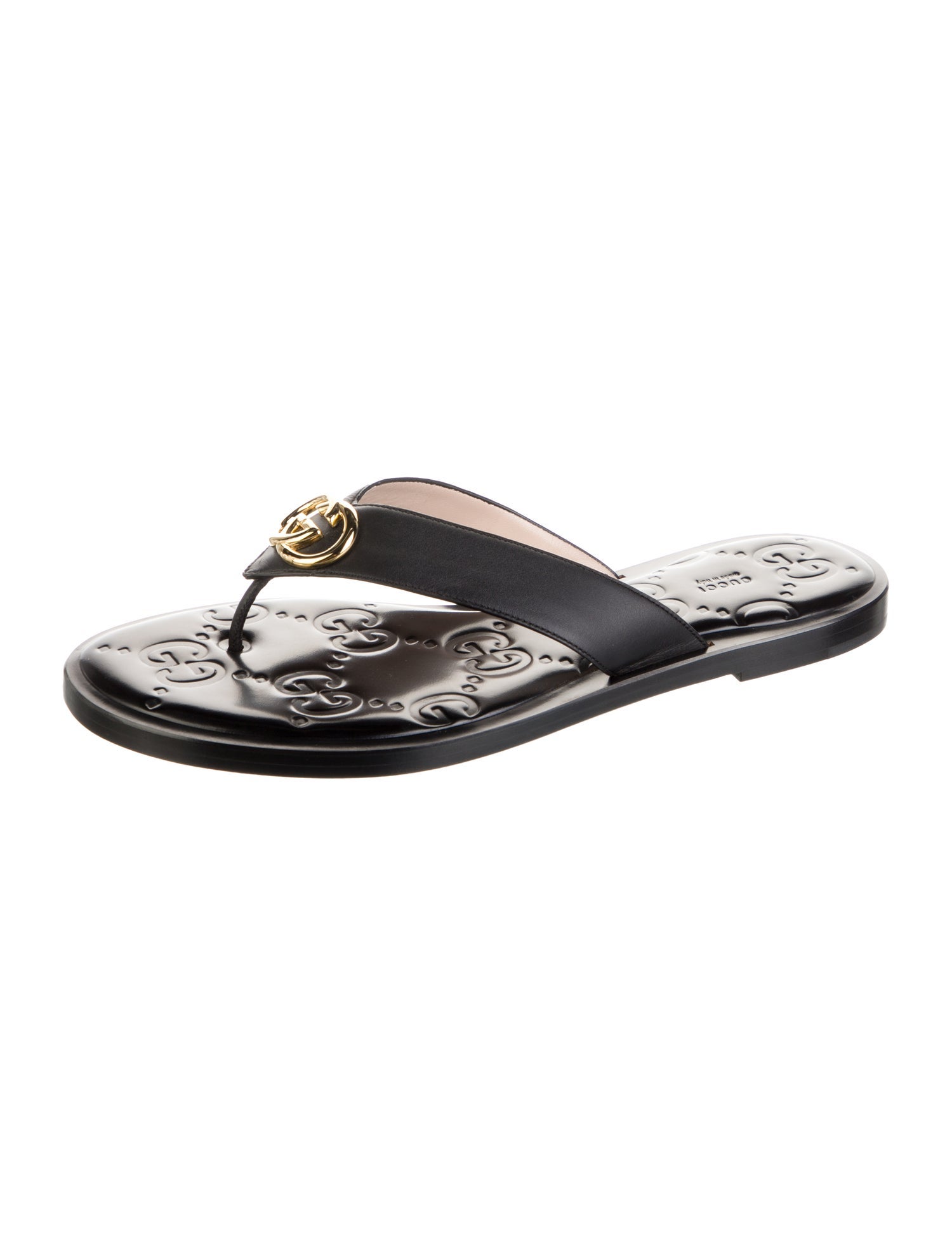 Gucci Interlocking G Logo Leather Slides