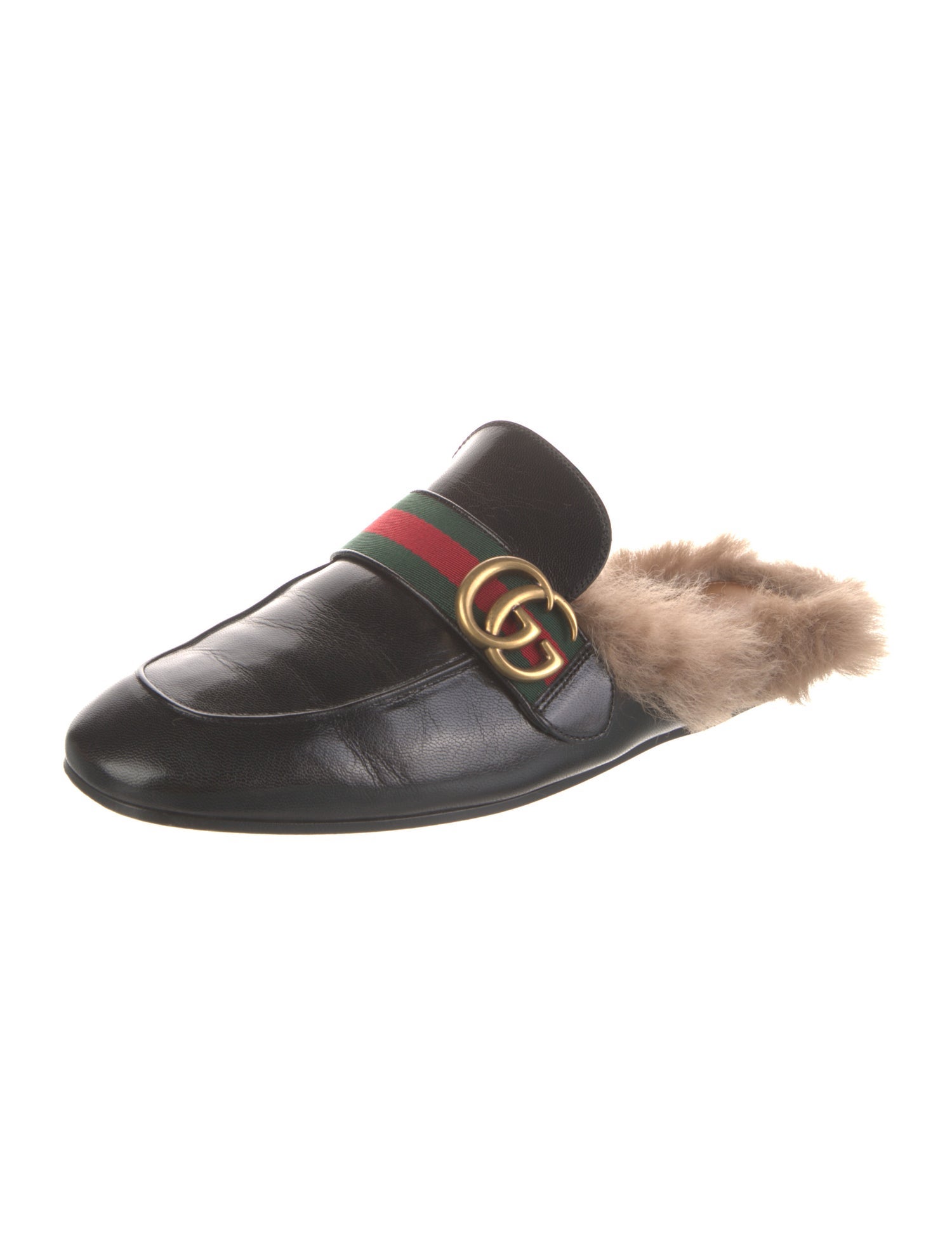 Gucci Web Accent Leather Mules