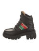 Gucci Web Accent Leather Combat Boots