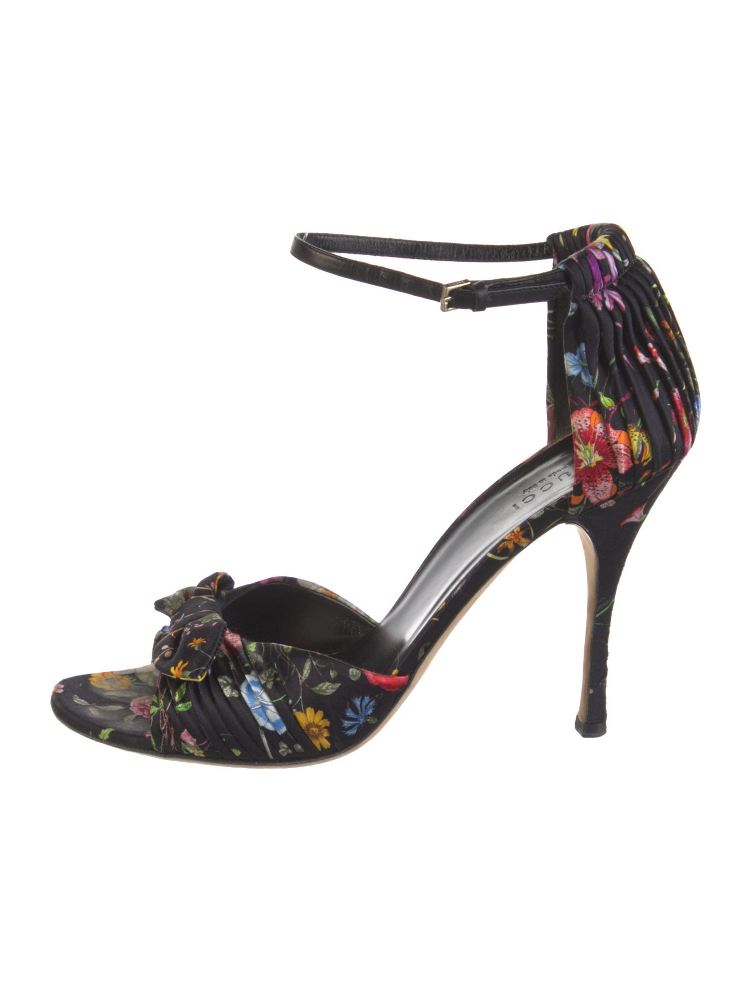 Gucci Flora Print Satin D'Orsay Pumps