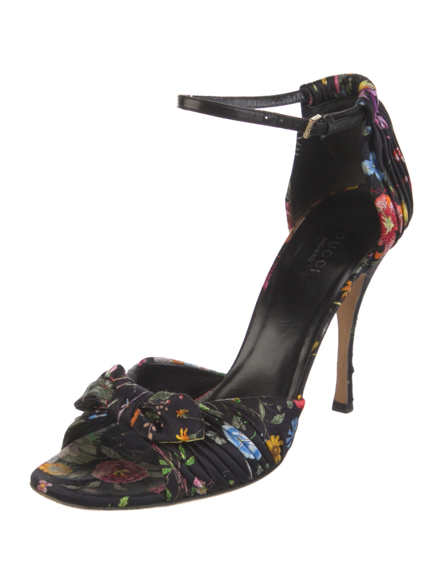 Gucci Flora Print Satin D'Orsay Pumps