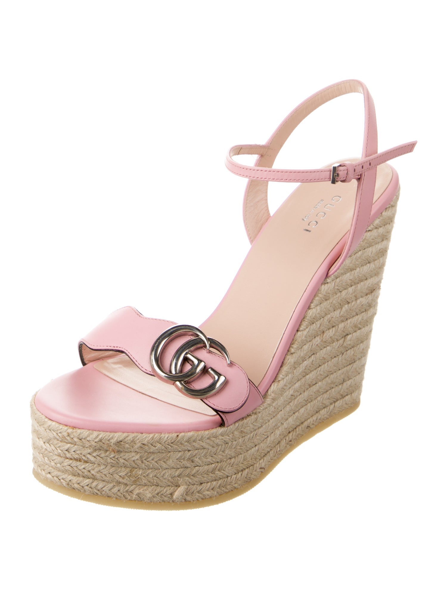 Gucci Double G Logo Leather Espadrilles