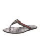Gucci Web Accent Leather Flip Flops