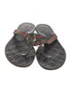 Gucci Web Accent Leather Flip Flops