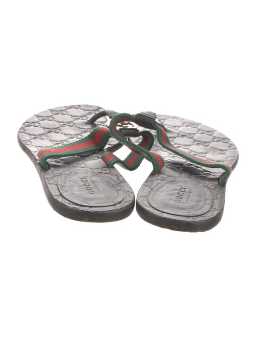 Gucci Web Accent Leather Flip Flops