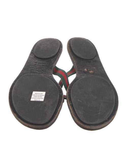 Gucci Web Accent Leather Flip Flops
