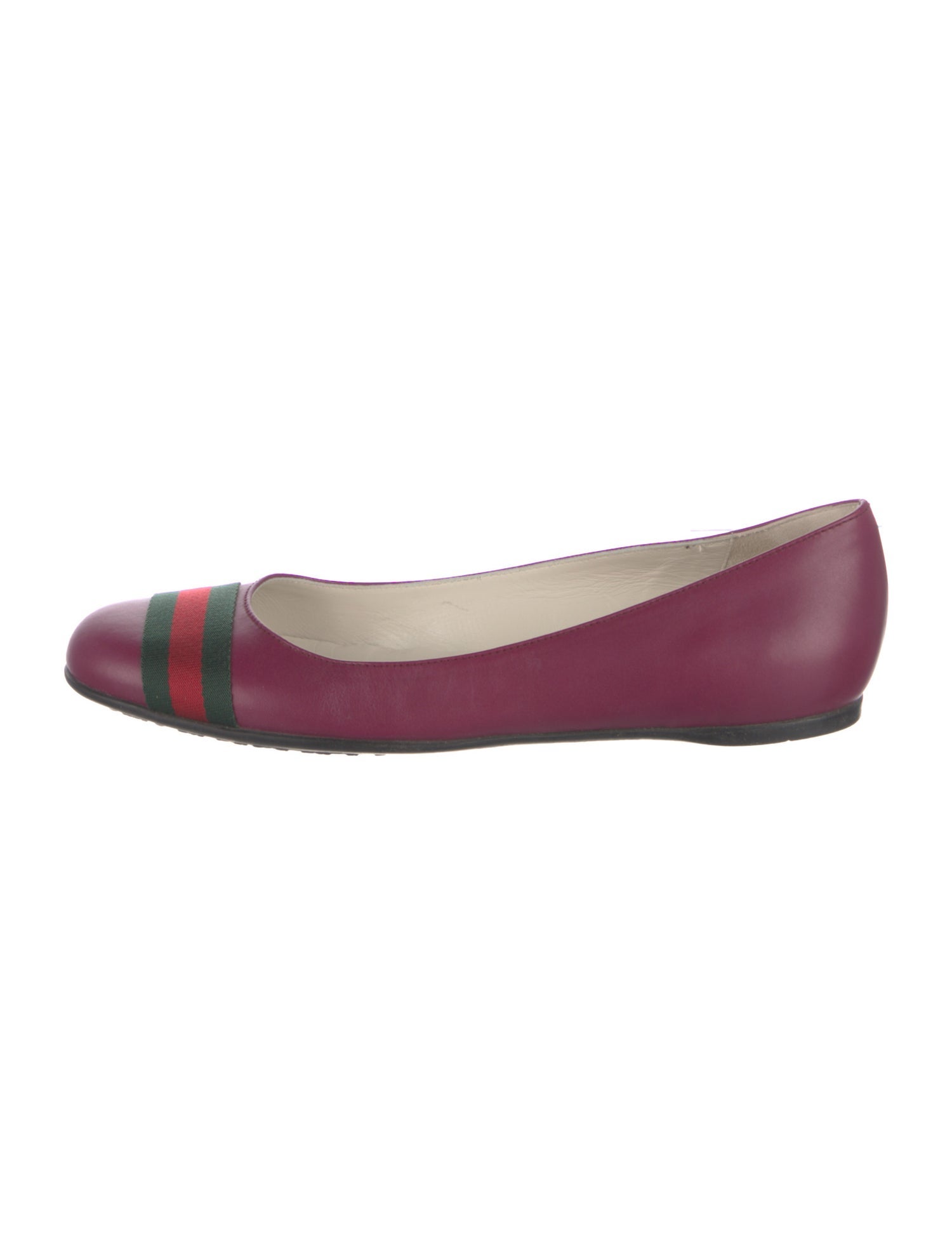 Gucci Web Accent Leather Ballet Flats