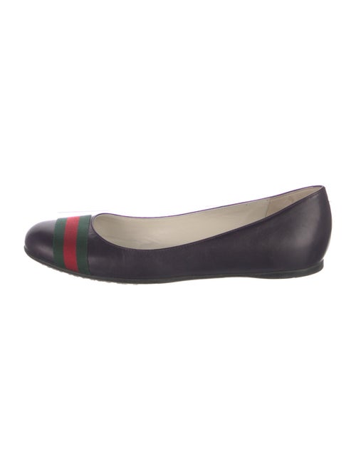 Gucci Web Accent Leather Ballet Flats