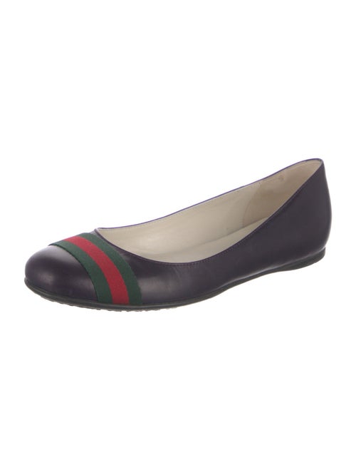 Gucci Web Accent Leather Ballet Flats