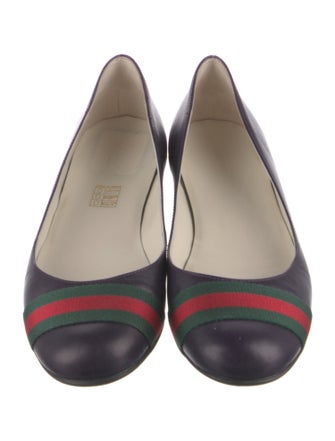 Gucci Web Accent Leather Ballet Flats