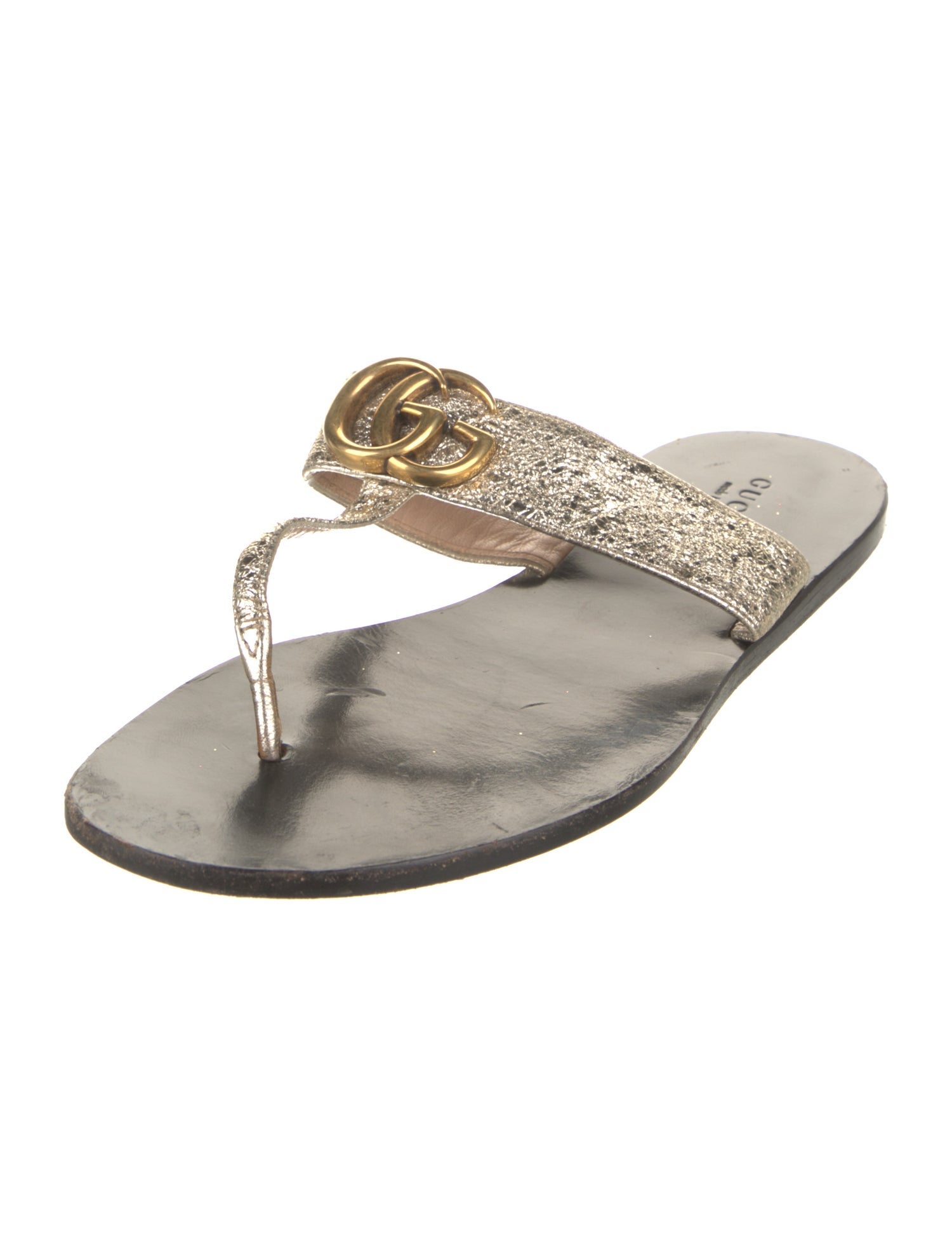 Gucci Double G Logo Leather Slides