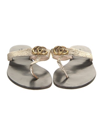 Gucci Double G Logo Leather Slides