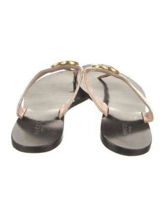 Gucci Double G Logo Leather Slides