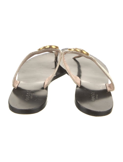 Gucci Double G Logo Leather Slides