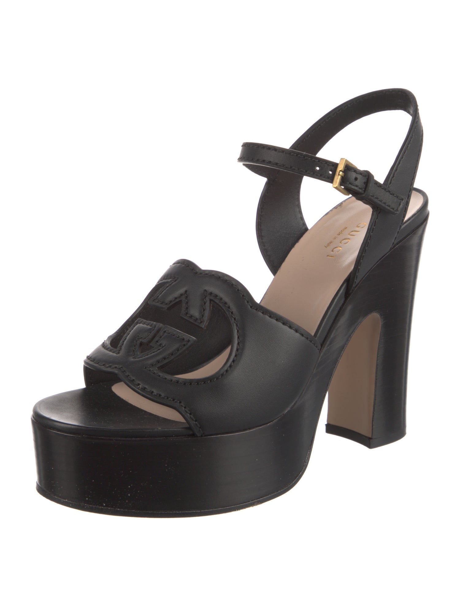 Gucci Interlocking G Logo Leather Sandals