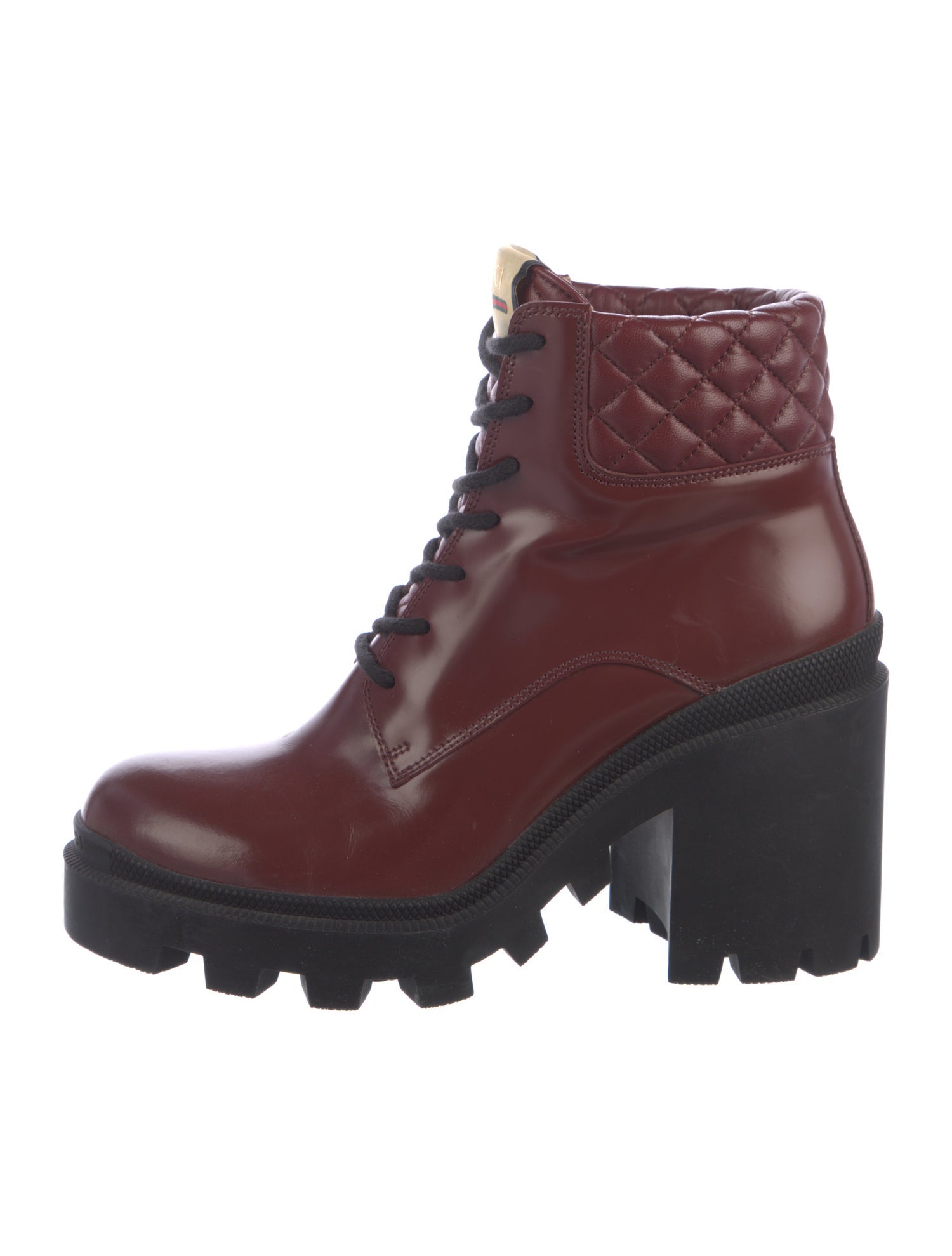 Gucci Web Accent Leather Combat Boots