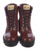 Gucci Web Accent Leather Combat Boots