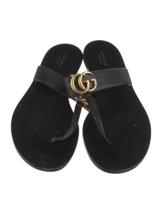 Gucci Double G Logo Leather Slides