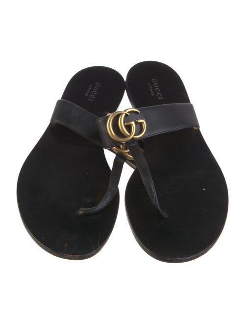 Gucci Double G Logo Leather Slides