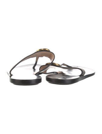 Gucci Double G Logo Leather Slides