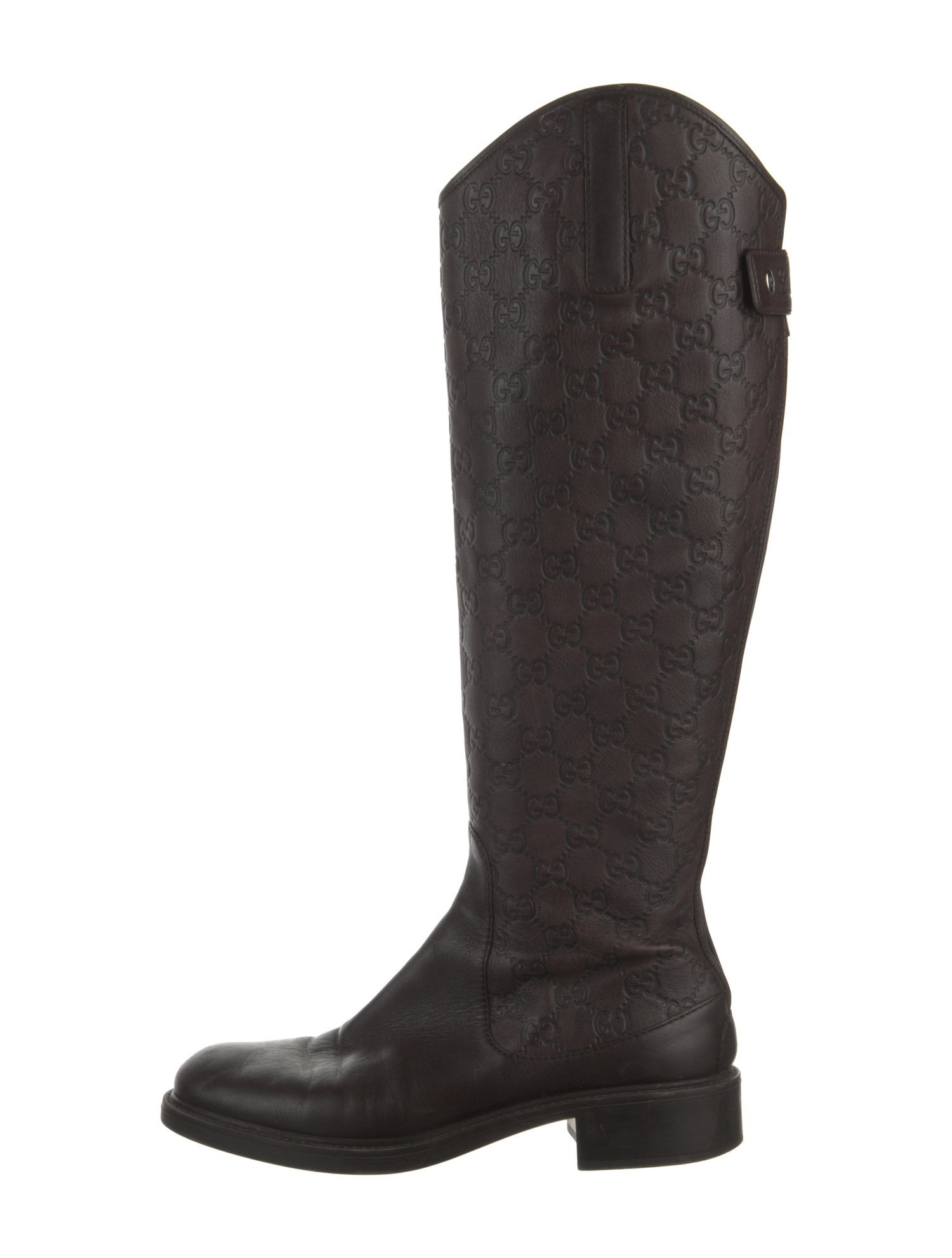 Gucci GG Embossed Leather Riding Boots