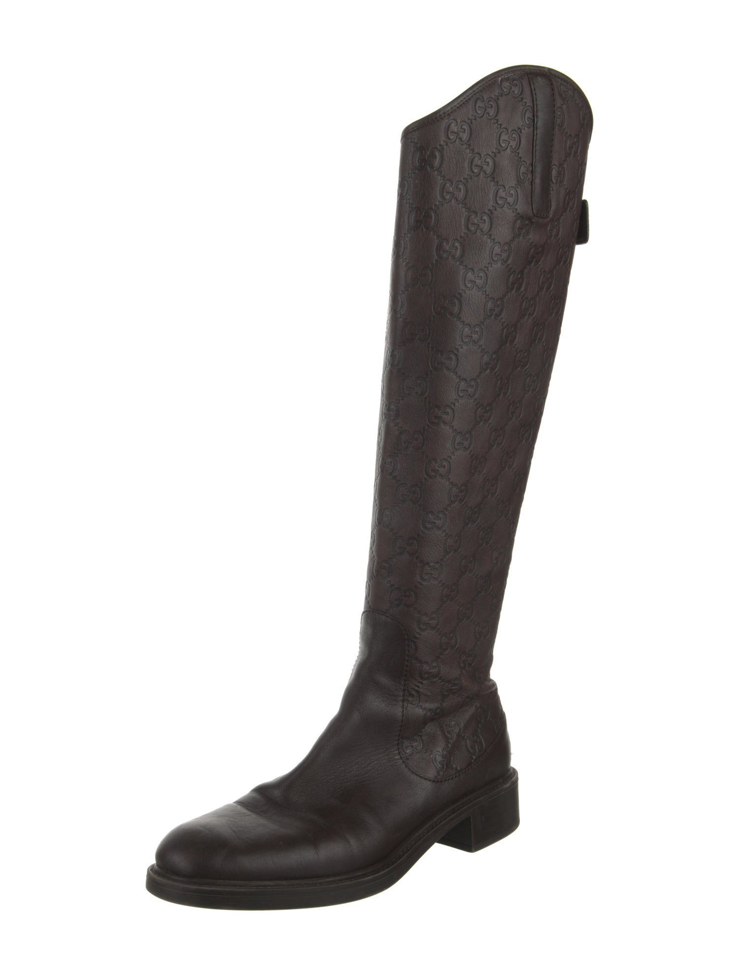 Gucci GG Embossed Leather Riding Boots