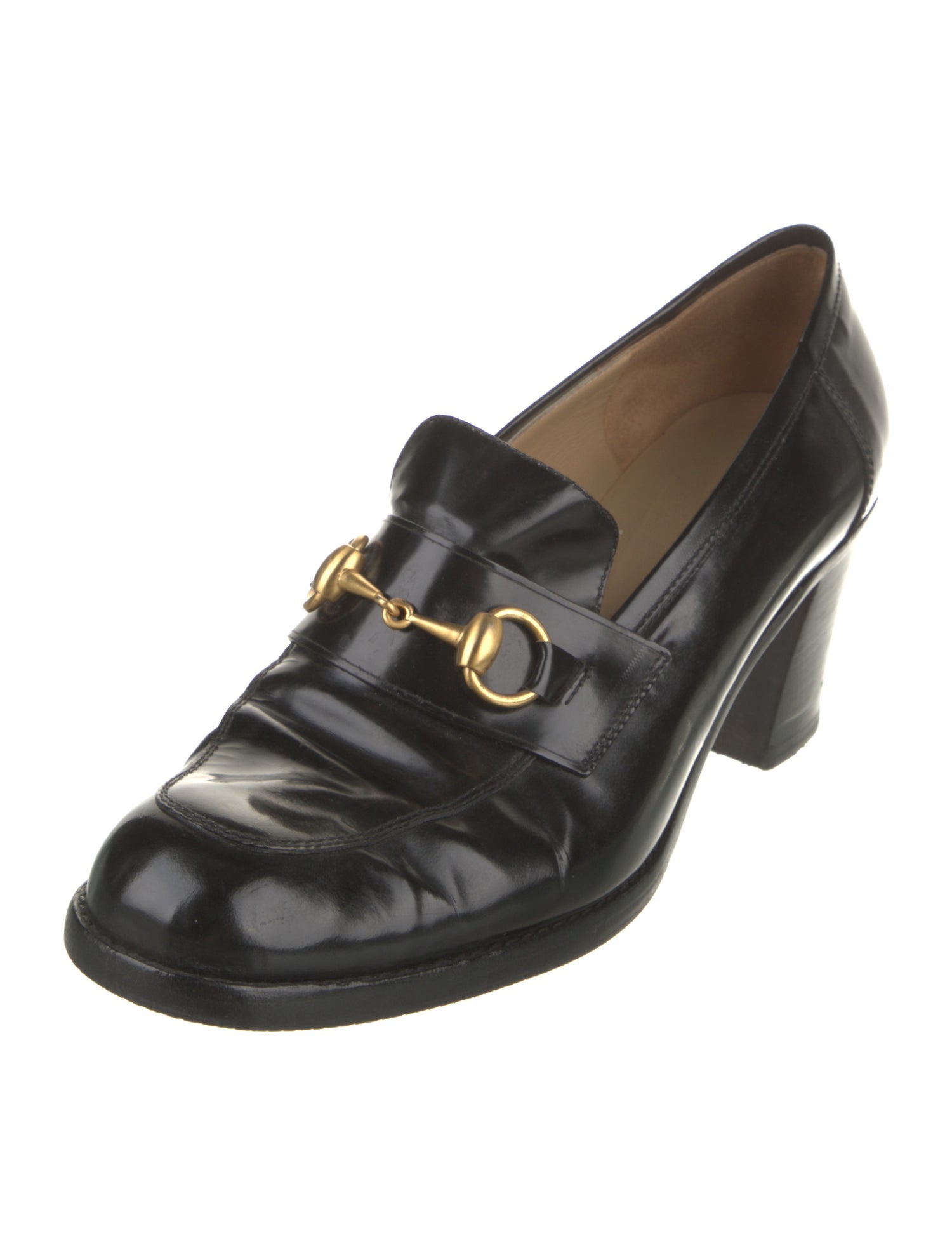 Gucci Horsebit Accent Patent Leather Pumps