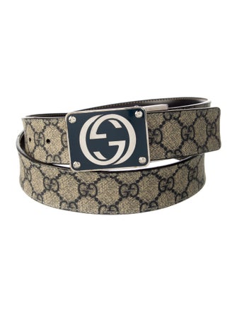 Gucci Interlocking G Logo Canvas Belt