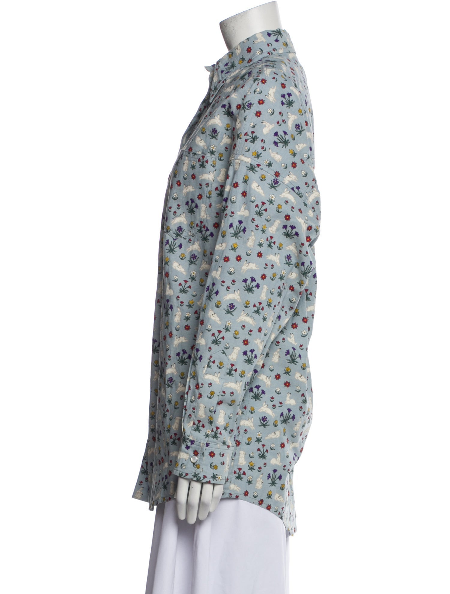 Gucci Floral Print Long Sleeve Button-Up Top w/ Tags