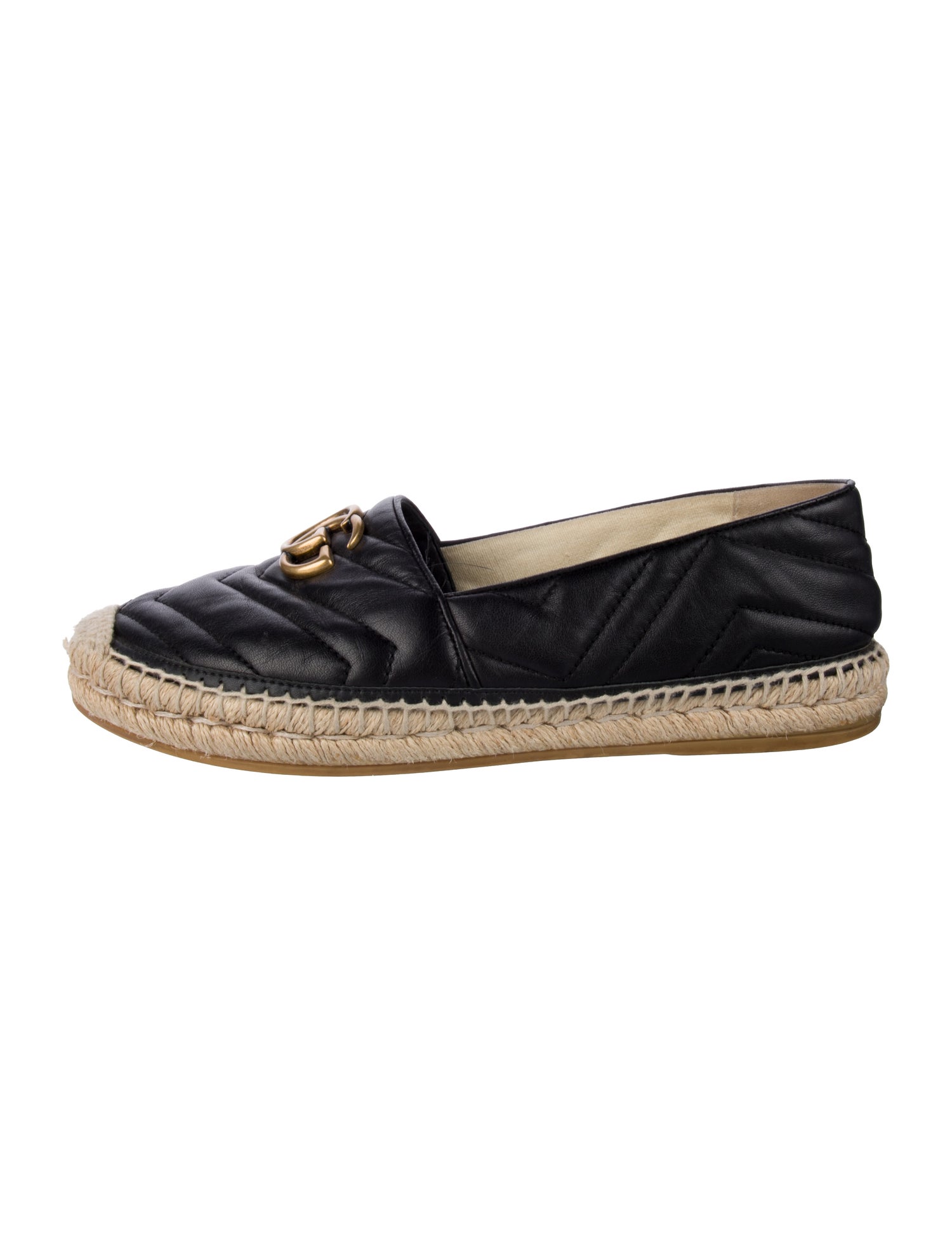 Gucci Double G Logo Leather Espadrilles