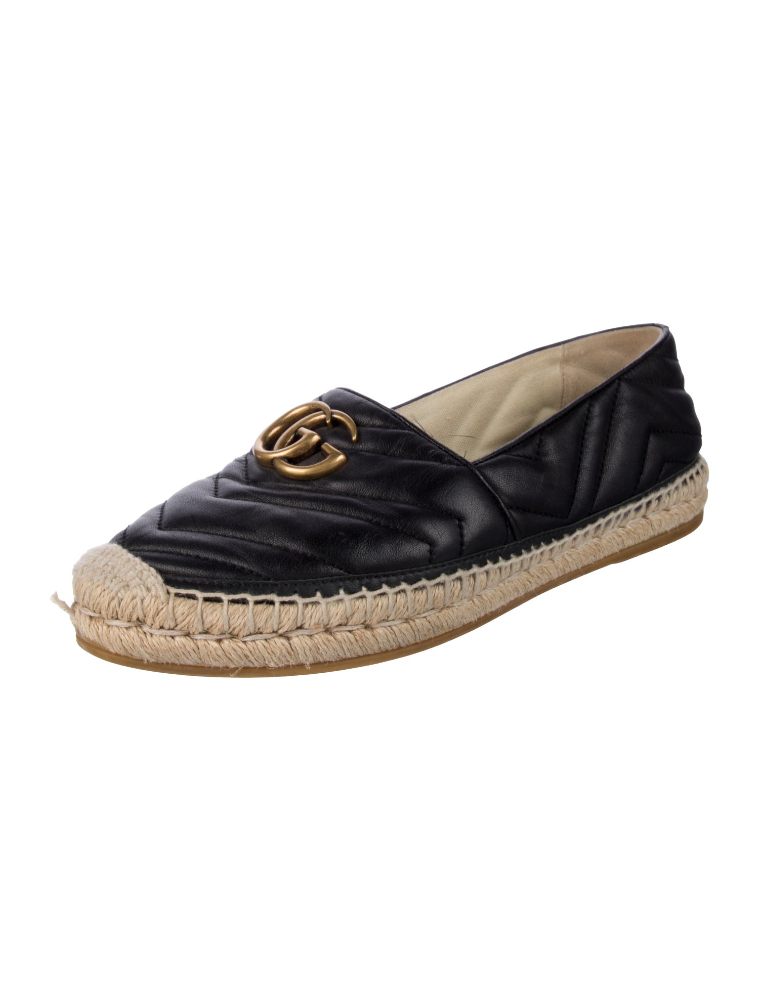 Gucci Double G Logo Leather Espadrilles