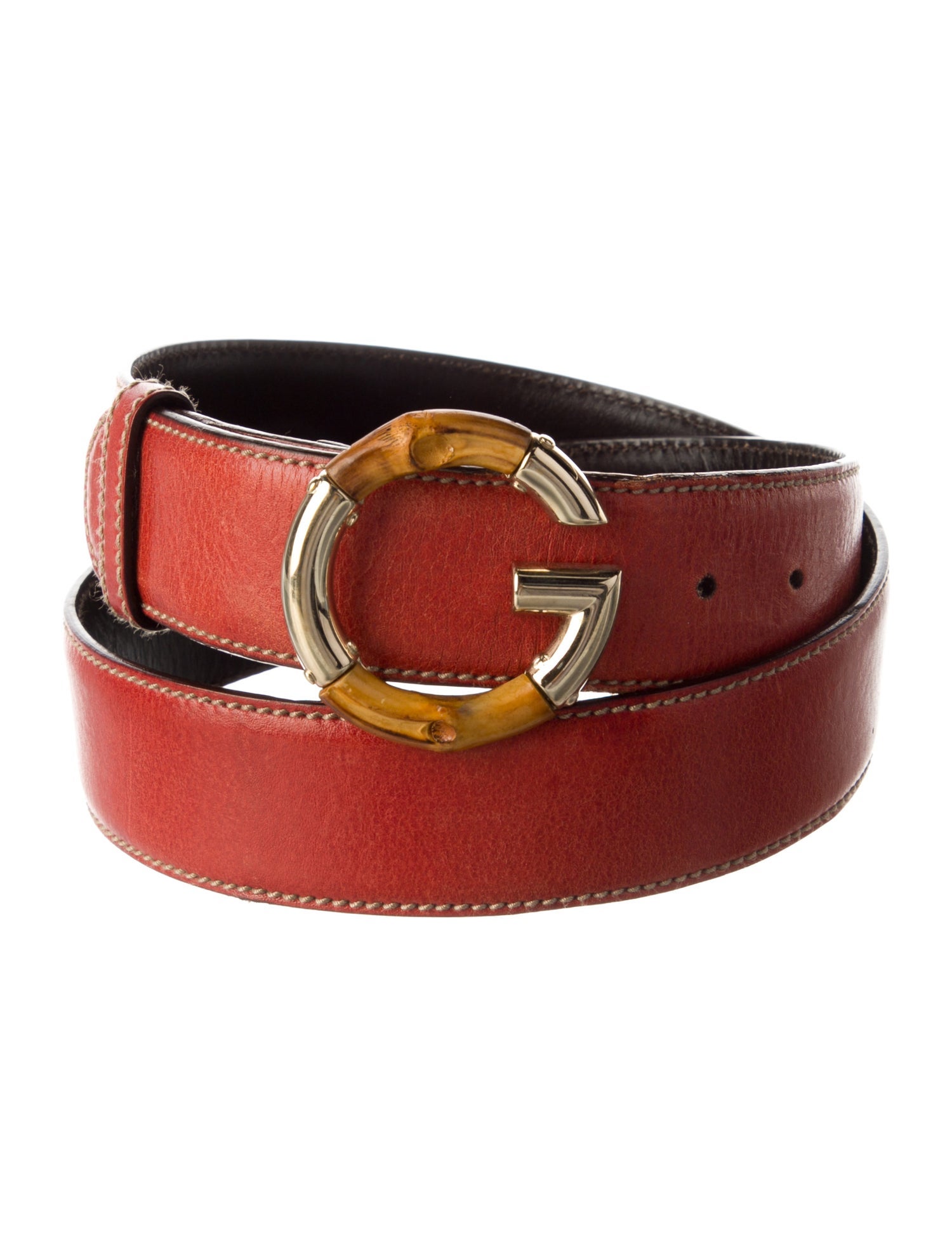 Gucci Bamboo Accent Leather Belt