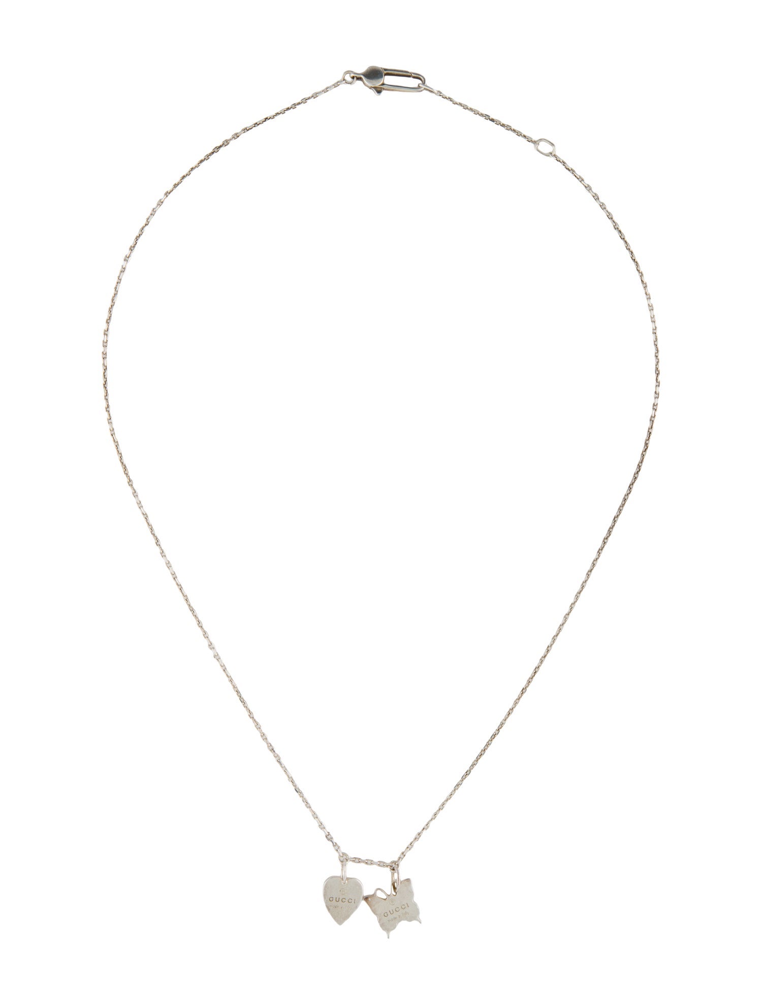 Gucci Trademark Heart and Butterfly Pendant Necklace