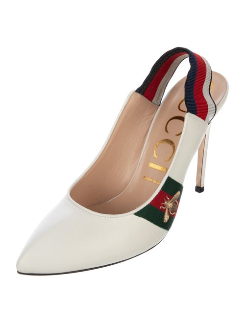 Gucci Web Accent Leather Slingback Pumps